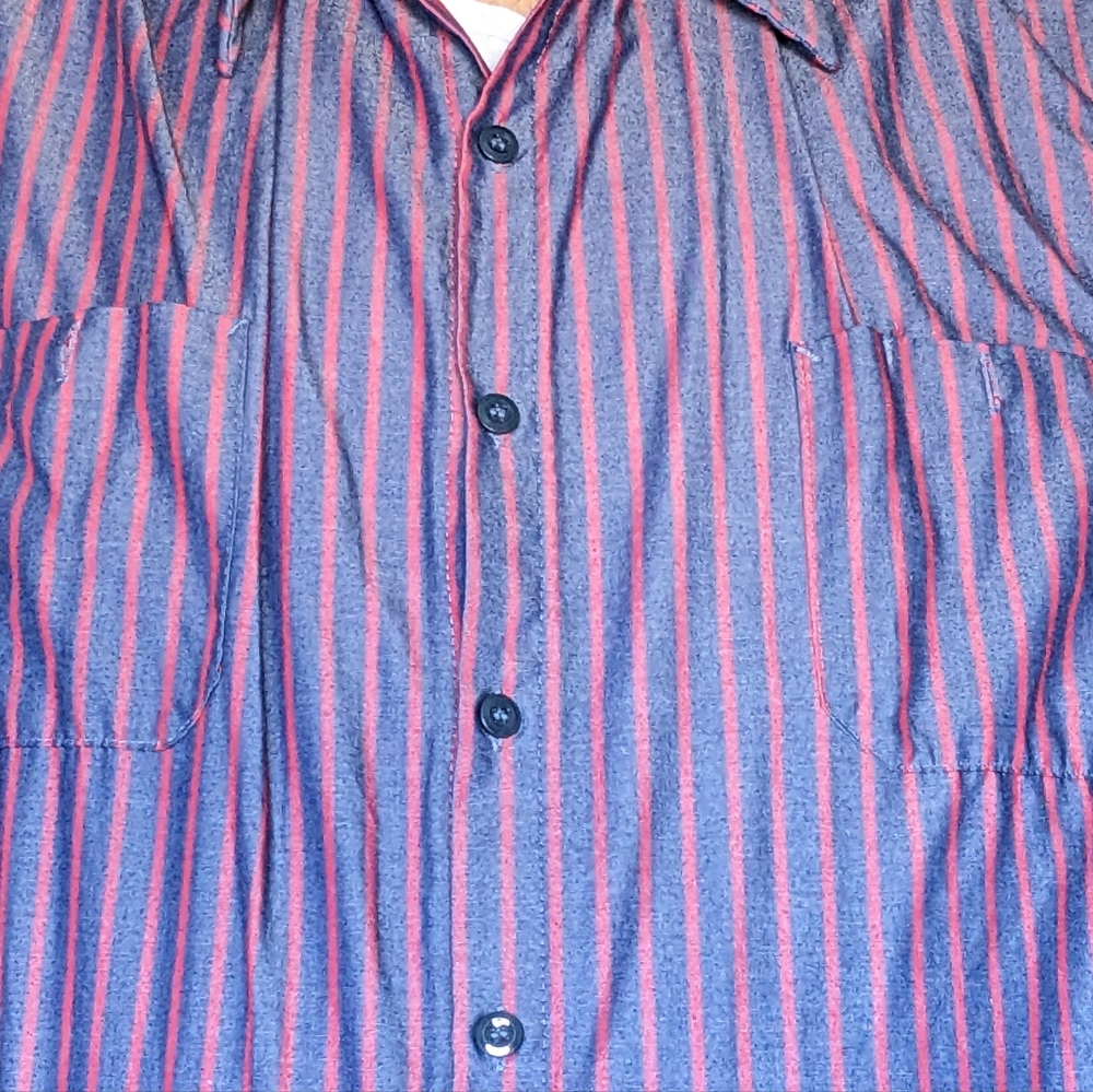 Red Kap 5 XL red & blue striped button up work shirt
